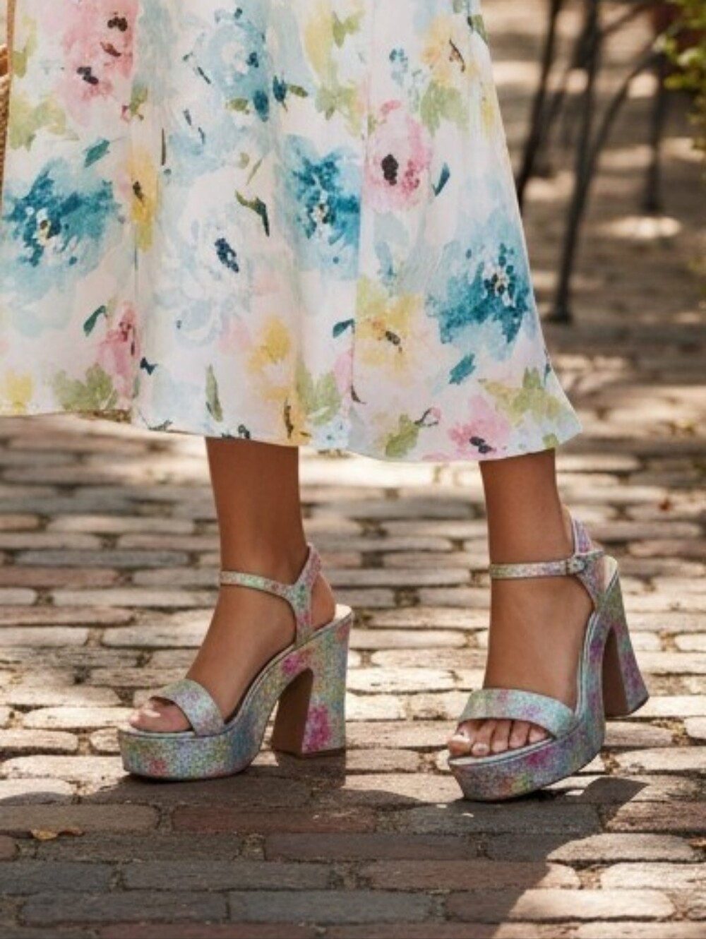 Jessica Simpson Iridescent Multi-Color Platform Block Heels